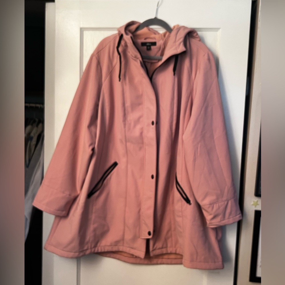 Ellos Pink Hooded Trench Coat Plus Size 26